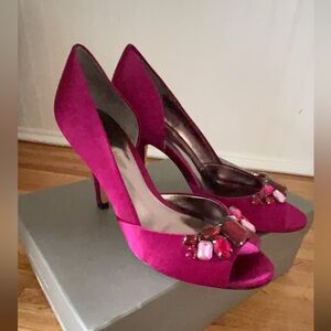 Ann Taylor Women's Fuchsia Jewel Peep-Toe Heels